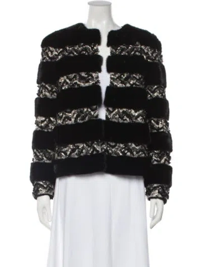 Pre-owned Giambattista Valli Mink Patterned Fur Jacket In Black