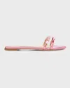 Giambattista Valli Embellished Mirrored Leather Sandals In Pink