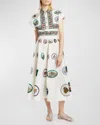 GIAMBATTISTA VALLI MOSAIC-PRINT CAP-SLEEVE MIDI SHIRTDRESS