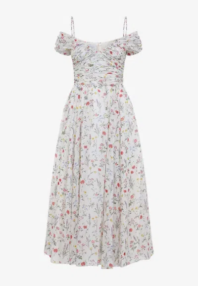 Giambattista Valli Off-shoulder Floral Silk Dress In Multicolour