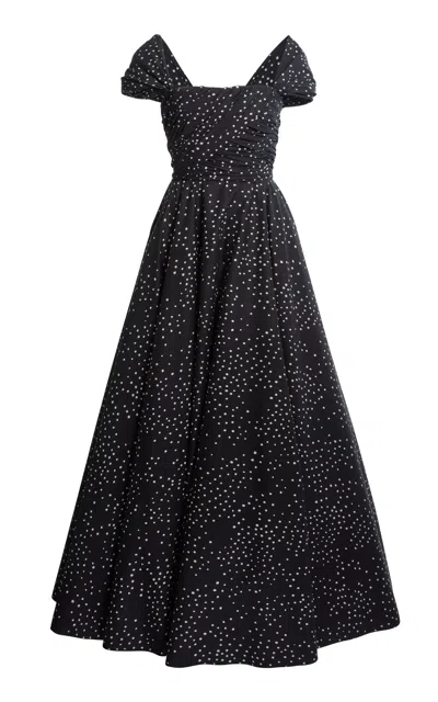 Giambattista Valli Off-the-shoulder Popeline Gown In Black,white