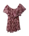 Giambattista Valli One Shoulder Mini Dress In Floral Print Silk In Multi