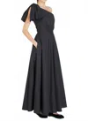 Giambattista Valli One Shoulder Ruffle Cotton Maxi Dress In Black In Black