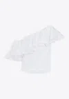 Giambattista Valli One Shoulder Ruffle Detail Top In White