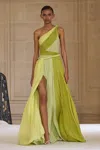 Giambattista Valli One-shoulder Silk Maxi Dress With Torch Detail In Gray