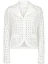 Giambattista Valli Open-knit Single-breasted Blazer In White