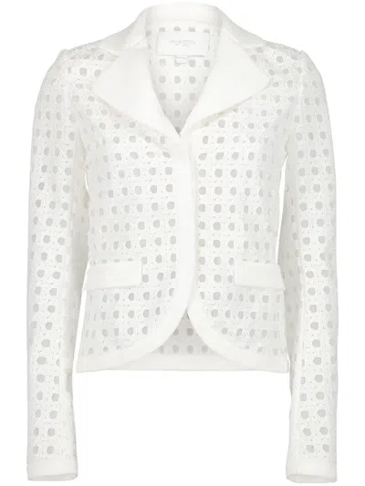 Giambattista Valli Open-knit Single-breasted Blazer In White