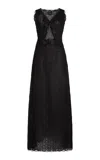 Giambattista Valli Optical Macramé Maxi Dress In Black
