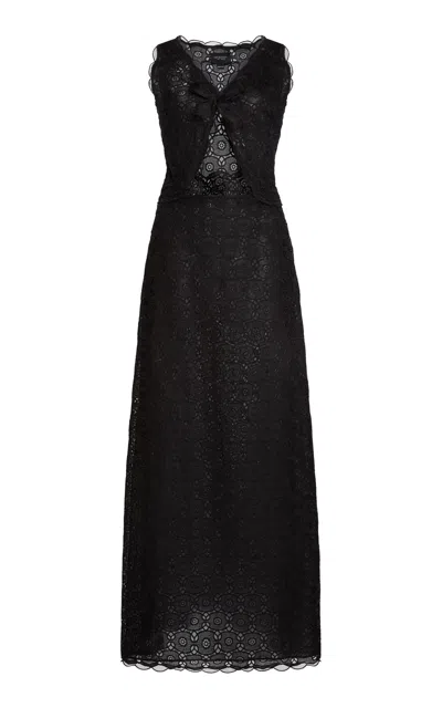 Giambattista Valli Optical Macramé Maxi Dress In Black