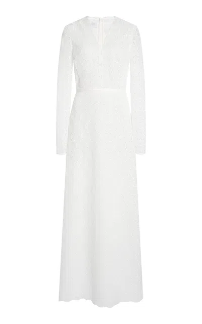 Giambattista Valli Optical Macramé Maxi Dress In White