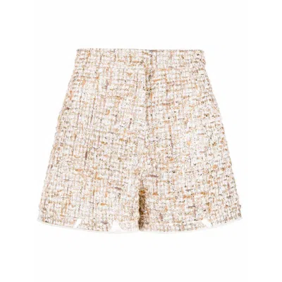 Giambattista Valli High-waist Tweed Shorts In Neutrals/gold