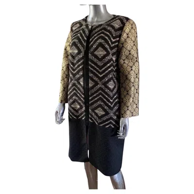 Pre-owned Giambattista Valli Paris Mixed Fabric Evening Coat, Italy. Size Large In Black