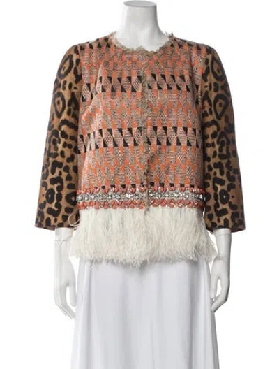 Pre-owned Giambattista Valli Patterned Jacket In Black/brown/orange