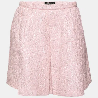 Pre-owned Giambattista Valli Pink Floral Jacquard Pleated Mini Skirt M