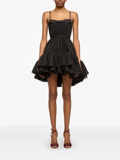 Giambattista Valli Pleated Ruffled Dress In Black