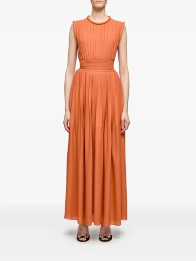 Giambattista Valli Pleated Sleeveless Dress In Orange