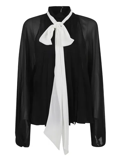 Giambattista Valli Pleated Tie-detail Blouse In Black