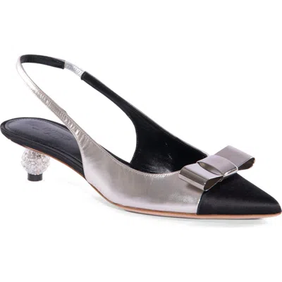 Giambattista Valli Pointed Toe Slingback Pump In Silver/silver