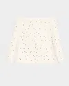 Giambattista Valli Polka-dot Boucle Lace-trim Mini Skirt In Gray