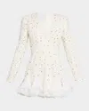 Giambattista Valli Polka-dot Boucle Long-sleeve Godet Mini Dress In Neutral