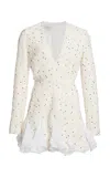 Giambattista Valli Polka-dot Boucle Mini Dress In Ivory