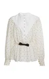 Giambattista Valli Polka-dot Georgette Blouse In Ivory