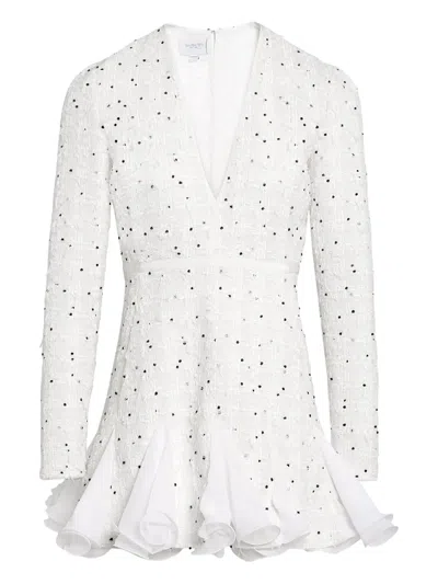 Giambattista Valli Polka-dot Ruffled Dress In White