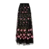 Giambattista Valli Floral-embroidered Tulle Maxi Skirt In Black