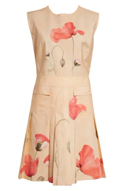 Giambattista Valli Poppy Print Cotton Poplin Sleeveless Dress