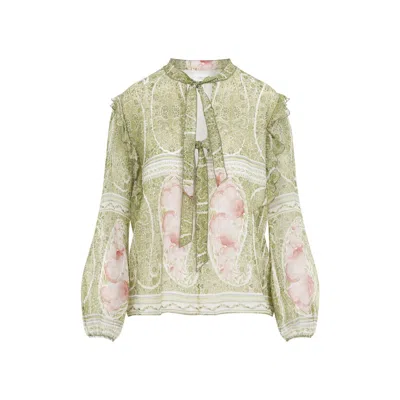 Giambattista Valli Printed Silk Blouse In Green