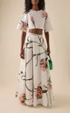 Giambattista Valli Printed Cotton Poplin Maxi Skirt In Ivory