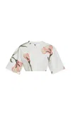 Giambattista Valli Printed Cotton Poplin Top In Ivory