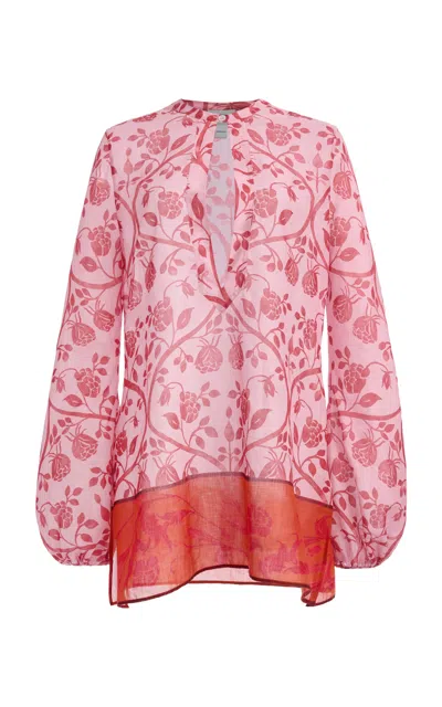 Giambattista Valli Printed Cotton Voile Mini Dress In Pink