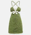 Giambattista Valli Printed Cotton Twill Mini Dress In Green/ivory