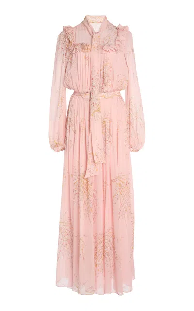 Giambattista Valli Printed Georgette Maxi Dress In Light Pink
