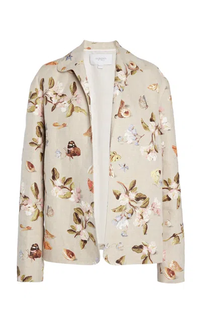 Giambattista Valli Printed Linen Jacket In Neutral