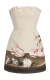 Giambattista Valli Printed Linen Mini Dress In Multi
