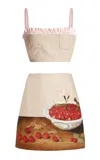 Giambattista Valli Printed Linen Top And Mini Skirt Set In Multi