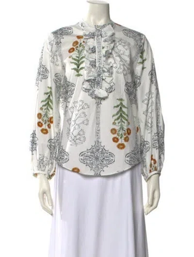 Pre-owned Giambattista Valli Printed Mock Neck Blouse In Neutral