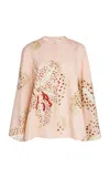 Giambattista Valli Printed Popeline Blouse In Light Pink