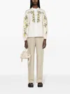 Giambattista Valli Printed Poplin Ivy And Lemon Top In Ivory