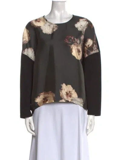 Pre-owned Giambattista Valli Printed Scoop Neck Blouse In Black