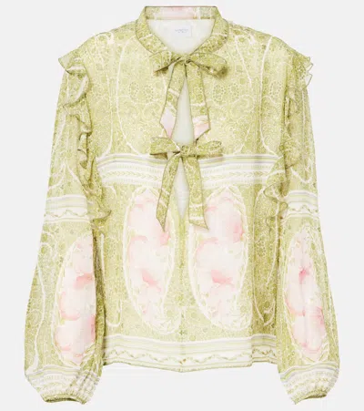 Giambattista Valli Printed Silk Blouse In Green