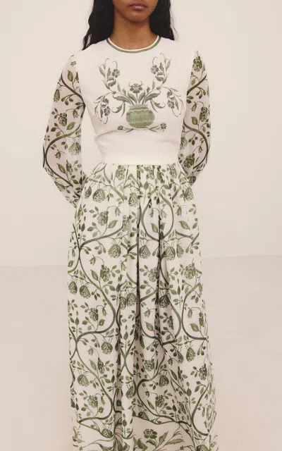 Giambattista Valli Printed Silk Georgette Maxi Dress In Green