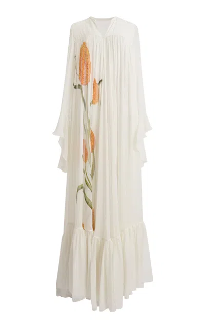 Giambattista Valli Printed Silk Georgette Maxi Dress In Ivory