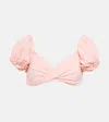 Giambattista Valli Puff-sleeve Bikini Top In Pink