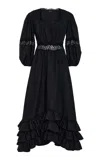 Giambattista Valli Puffed Sleeve Poplin Dress In Black