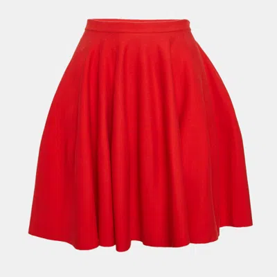 Pre-owned Giambattista Valli Red Knit Flared Mini Skirt S