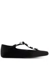 Giambattista Valli Rhinestone-embellished Satin Ballerina Shoes In Black