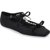 Giambattista Valli Rhinestone T-strap Satin Ballet Flat In Black/crystal 9100